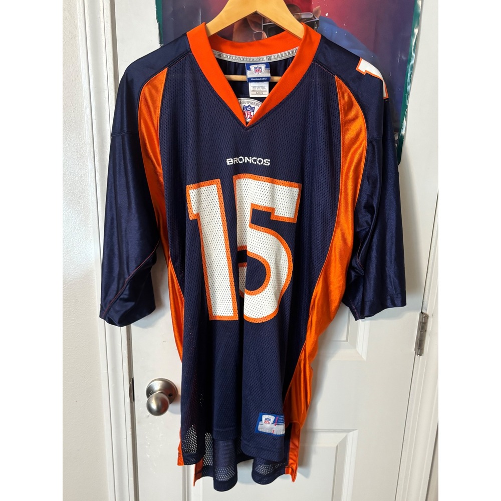 Reebok NFL Denver Broncos Tim Tebow 15 Jersey Navy Blue Orange Mens XL